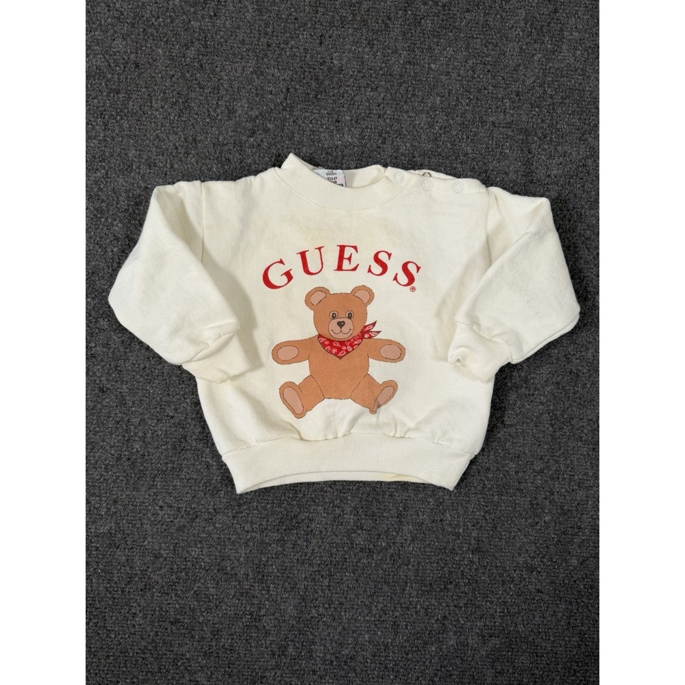 Vintage 80s Baby Guess Teddy Bear Sweatshirt XS Georges Marciano Made USA